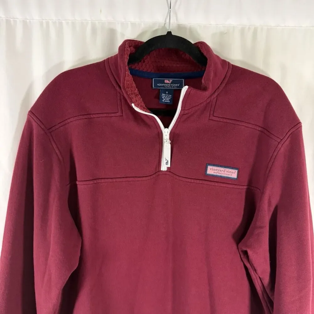 Vineyard Vines Sweater Men's Small Red 1/4 Zip Pullover 100% Cotton